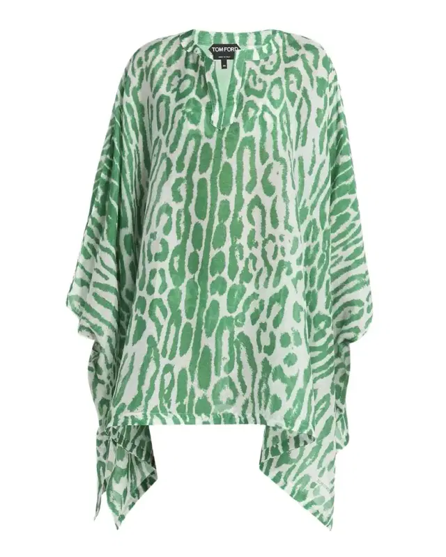 Ocelot-Print Cotton-Silk Mini Kaftan Dress