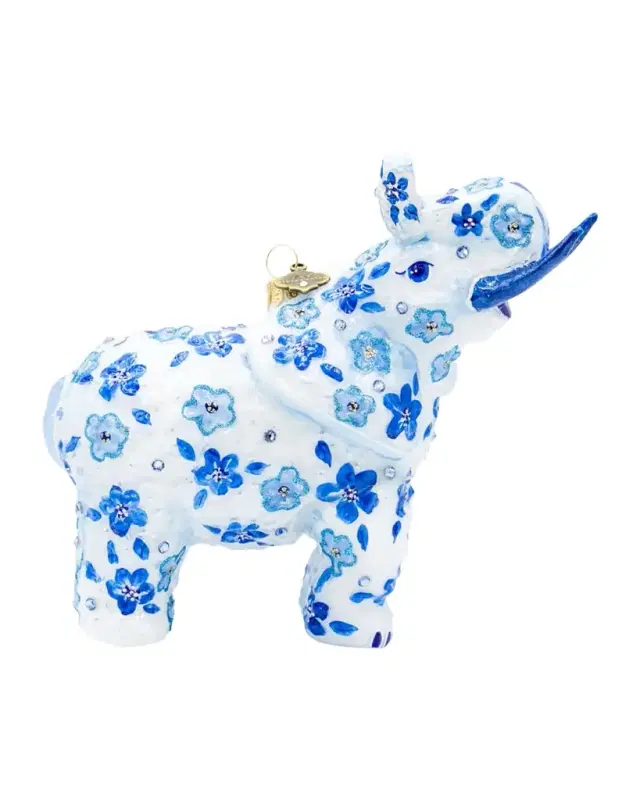 Jay Strongwater Bouquet Elephant Christmas Ornament