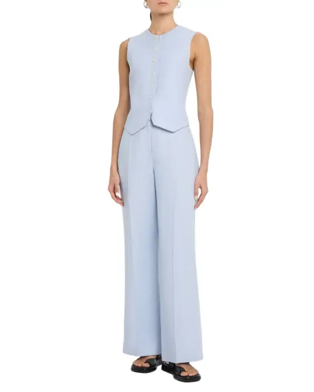 High-Neck Linen Twill Waistcoat