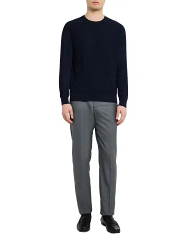 Stefano Ricci Men's Wool Straight Leg Flat-Front Pants | Thumbnail 1 Stefano Ricci Men's Wool Straight Leg Flat-Front Pants | Thumbnail 1