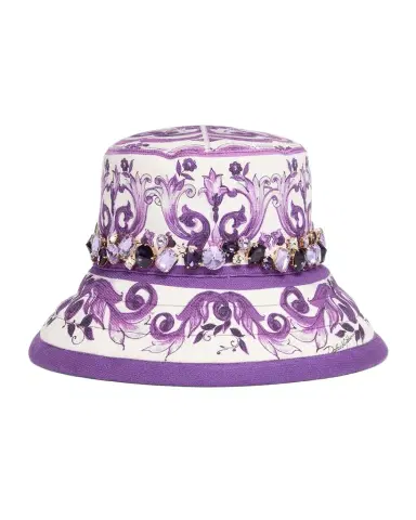 Dolce & Gabbana Majolica-Print Crystal Bucket Hat | Thumbnail 1