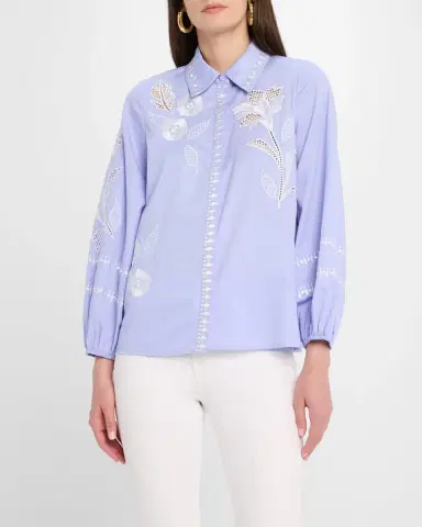 Figue Elaine Embroidered Button-Down Top | Thumbnail 4