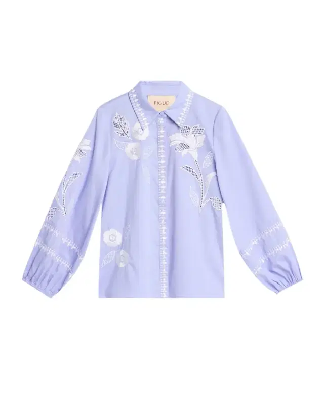 Elaine Embroidered Button-Down Top