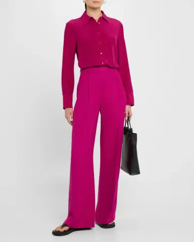 Argent Button-Down Silk Charmeuse Blouse | Thumbnail 2