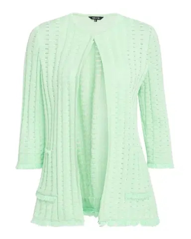 Misook Heritage Fringe-Trim Tonal Burnout Knit Jacket | Thumbnail 1