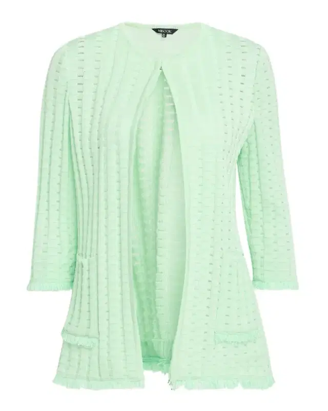 Heritage Fringe-Trim Tonal Burnout Knit Jacket