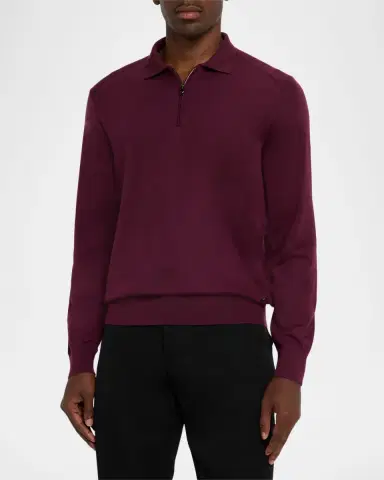 Stefano Ricci Men 's Cashmere Quarter-Zip Polo Sweater | Thumbnail 3
