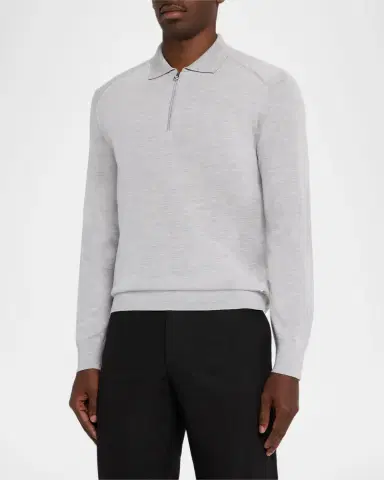 Stefano Ricci Men 's Cashmere Quarter-Zip Polo Sweater | Thumbnail 7
