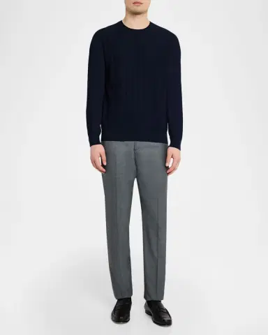 Stefano Ricci Men's Cashmere and Silk Diamond Jacquard Crewneck Sweater | Thumbnail 2