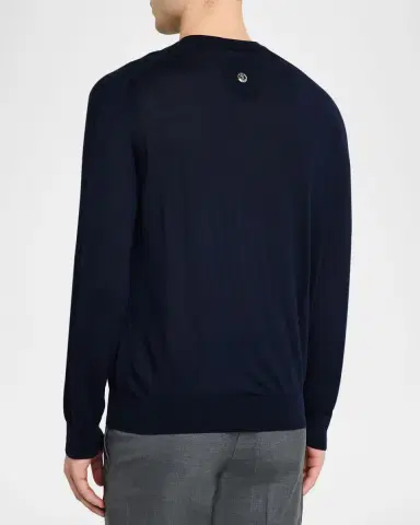 Stefano Ricci Men's Cashmere and Silk Diamond Jacquard Crewneck Sweater | Thumbnail 3