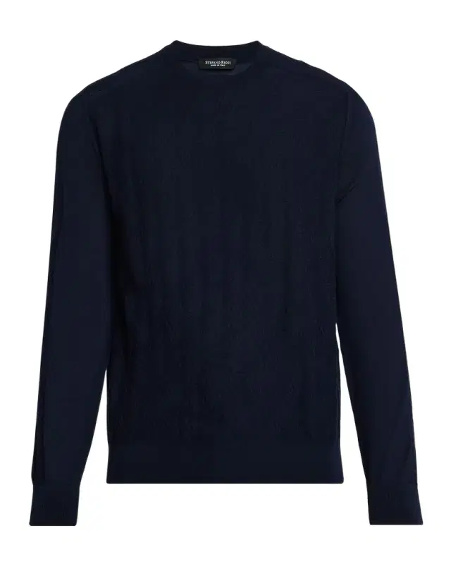 Men 's Cashmere and Silk Diamond Jacquard Crewneck Sweater