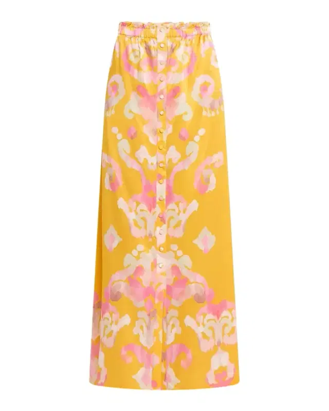 Figue Bastien Button-Front Silk Maxi Skirt