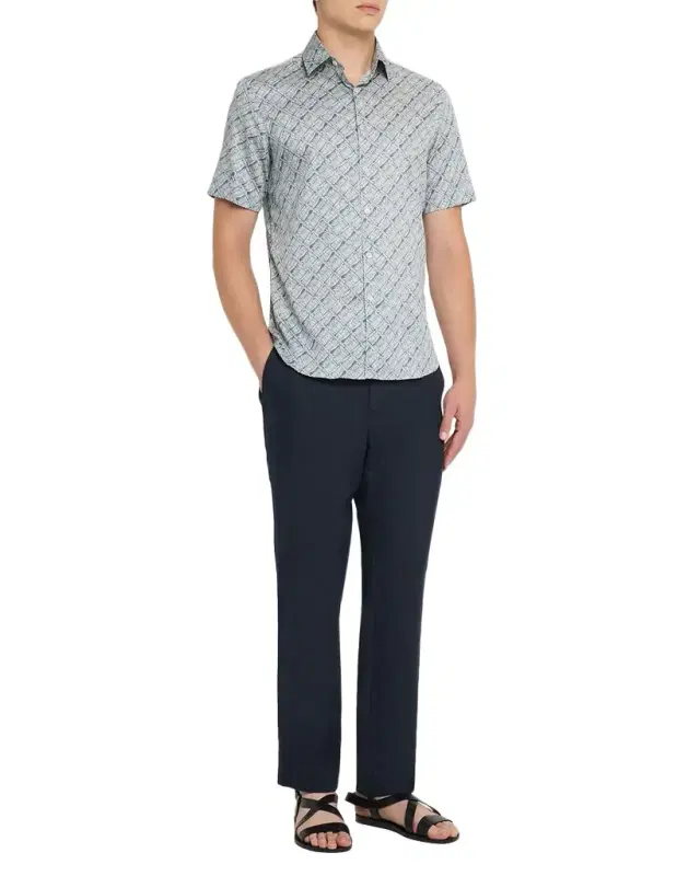 Men 's Printed Cotton Short-Sleeve Shirt