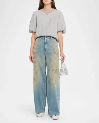Golden Goose Journey Wide-Leg Distressed Embellished Jeans | Thumbnail 2