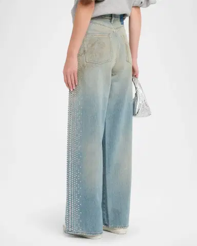 Golden Goose Journey Wide-Leg Distressed Embellished Jeans | Thumbnail 3