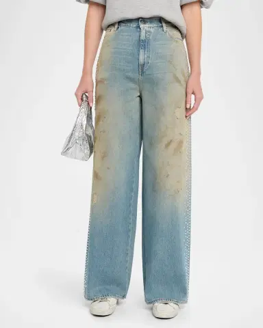 Golden Goose Journey Wide-Leg Distressed Embellished Jeans | Thumbnail 4