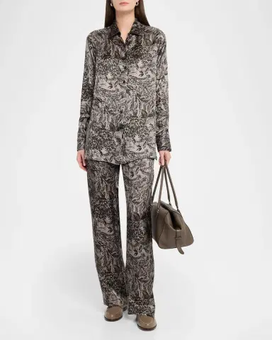 Golden Goose Golden Floral Viscose Twill Pants | Thumbnail 2