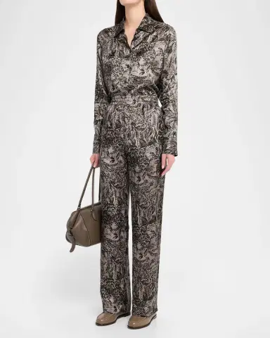 Golden Goose Golden Floral Viscose Twill Pants | Thumbnail 4