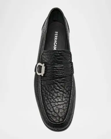 Ferragamo Men's Caspian 2 Leather Moc-Toe Loafers | Thumbnail 4 Ferragamo Men's Caspian 2 Leather Moc-Toe Loafers | Thumbnail 4