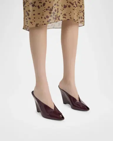 Ferragamo Alicia Patent Leather Peep-Toe Wedge Mules | Thumbnail 2 Ferragamo Alicia Patent Leather Peep-Toe Wedge Mules | Thumbnail 2
