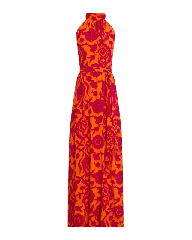 Yvette Floral Keyhole Halter Maxi Dress