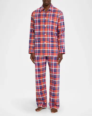 Derek Rose Men's Barker Cotton Multi-Check Short Pajama Set | Thumbnail 2 Derek Rose Men's Barker Cotton Multi-Check Short Pajama Set | Thumbnail 2