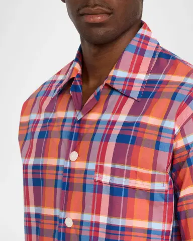 Derek Rose Men's Barker Cotton Multi-Check Short Pajama Set | Thumbnail 5 Derek Rose Men's Barker Cotton Multi-Check Short Pajama Set | Thumbnail 5