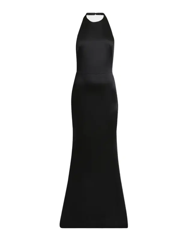 Halter Satin Backless Trumpet Gown