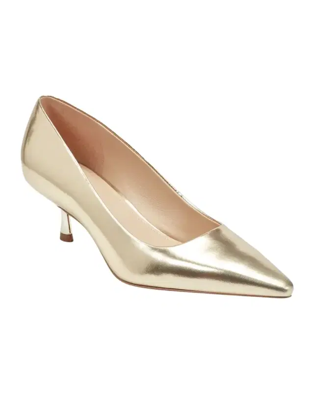 Calynna Metallic Leather Kitten-Heel Pumps