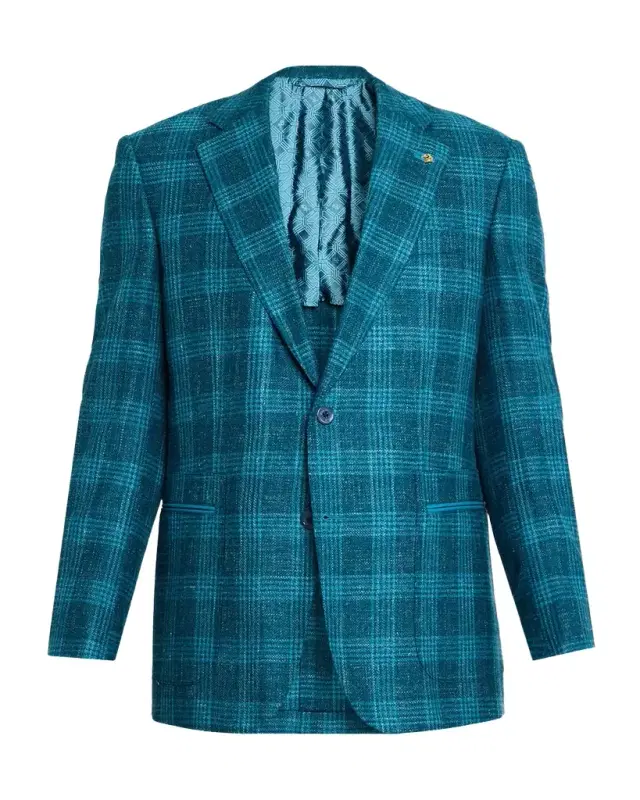 Men 's Wool, Cashmere and Silk Plaid Single-Breasted Sport Coat