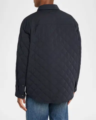 Bottega Veneta Men's Quilted Overshirt with Suede Intrecciato Patch | Thumbnail 3 Bottega Veneta Men's Quilted Overshirt with Suede Intrecciato Patch | Thumbnail 3