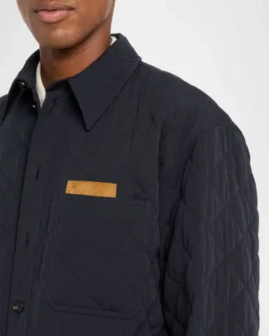 Bottega Veneta Men's Quilted Overshirt with Suede Intrecciato Patch | Thumbnail 5 Bottega Veneta Men's Quilted Overshirt with Suede Intrecciato Patch | Thumbnail 5