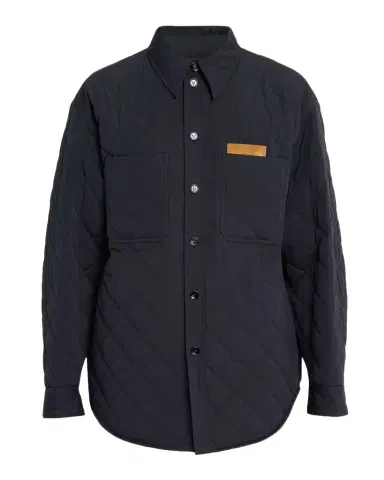 Bottega Veneta Men's Quilted Overshirt with Suede Intrecciato Patch | Thumbnail 1 Bottega Veneta Men's Quilted Overshirt with Suede Intrecciato Patch | Thumbnail 1