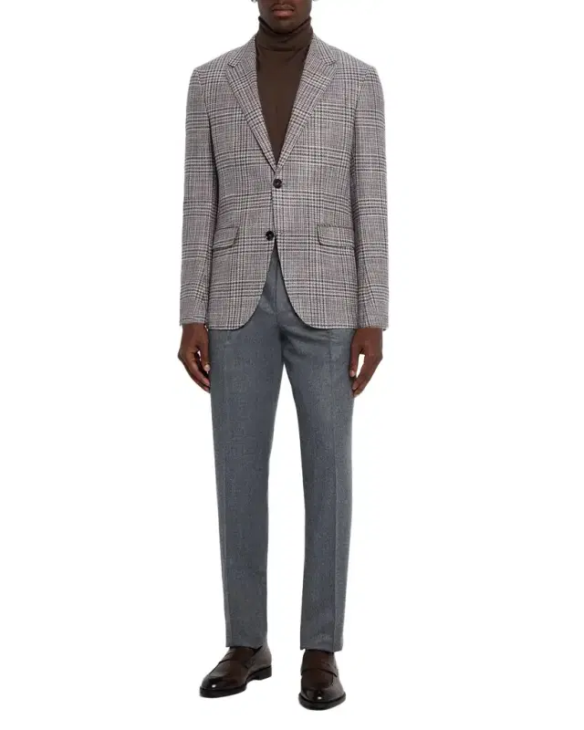 ZEGNA Men 's Glen Plaid Winter Crossover Notch-Lapel Sport Coat