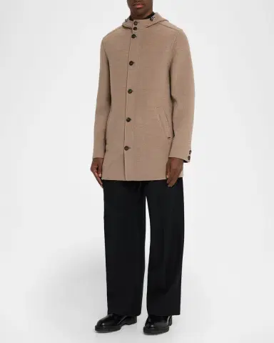 Stefano Ricci Men 's Double-Face Wool Hooded Jacket | Thumbnail 2 Stefano Ricci Men 's Double-Face Wool Hooded Jacket | Thumbnail 2