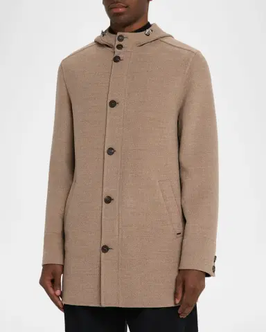 Stefano Ricci Men 's Double-Face Wool Hooded Jacket | Thumbnail 4 Stefano Ricci Men 's Double-Face Wool Hooded Jacket | Thumbnail 4