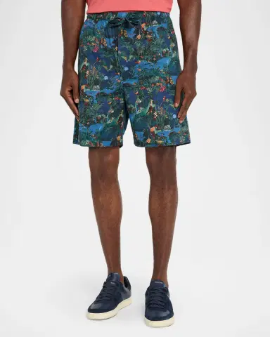Derek Rose Men's Cotton Batiste Jungle Print Lounge Shorts | Thumbnail 4 Derek Rose Men's Cotton Batiste Jungle Print Lounge Shorts | Thumbnail 4