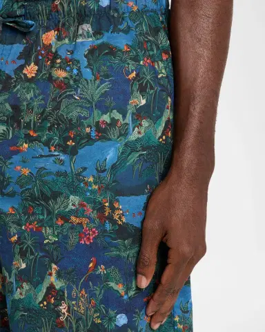 Derek Rose Men's Cotton Batiste Jungle Print Lounge Shorts | Thumbnail 5 Derek Rose Men's Cotton Batiste Jungle Print Lounge Shorts | Thumbnail 5