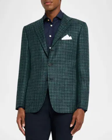 Kiton Men's Cashmere Multi-Check Sport Coat | Thumbnail 4 Kiton Men's Cashmere Multi-Check Sport Coat | Thumbnail 4