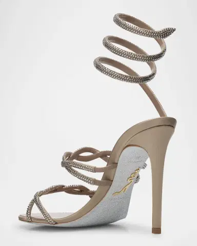 René Caovilla Crystal Satin Braided Snake-Wrap Sandals | Thumbnail 4 René Caovilla Crystal Satin Braided Snake-Wrap Sandals | Thumbnail 4