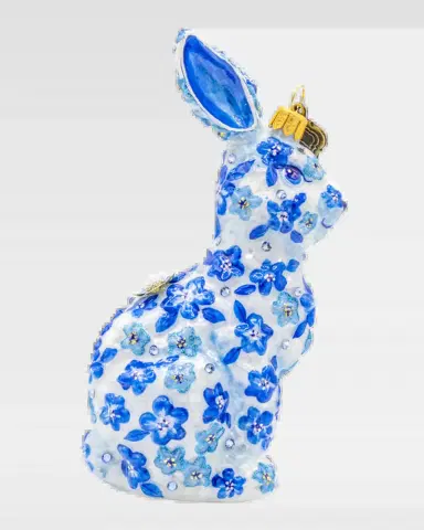 Jay Strongwater Blue Floral Hopper Christmas Ornament | Thumbnail 2