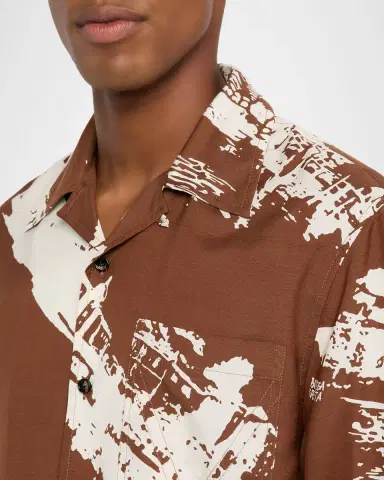 Bottega Veneta Men's Italian Postcard Silk Short-Sleeve Shirt | Thumbnail 5 Bottega Veneta Men's Italian Postcard Silk Short-Sleeve Shirt | Thumbnail 5