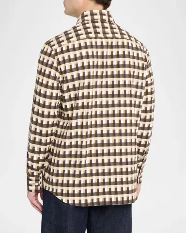 Bottega Veneta Men's Cotton 3D Check-Print Button-Down Shirt | Thumbnail 3 Bottega Veneta Men's Cotton 3D Check-Print Button-Down Shirt | Thumbnail 3
