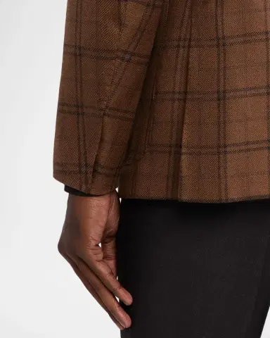ZEGNA Men's Cashmere and Silk Plaid Patch-Pocket Sport Coat | Thumbnail 7 ZEGNA Men's Cashmere and Silk Plaid Patch-Pocket Sport Coat | Thumbnail 7