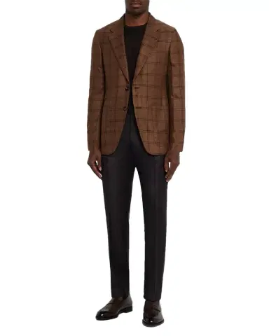 ZEGNA Men's Cashmere and Silk Plaid Patch-Pocket Sport Coat | Thumbnail 1 ZEGNA Men's Cashmere and Silk Plaid Patch-Pocket Sport Coat | Thumbnail 1