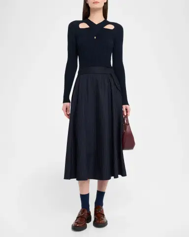 Golden Goose Journey Pinstripe Circle Skirt | Thumbnail 2 Golden Goose Journey Pinstripe Circle Skirt | Thumbnail 2