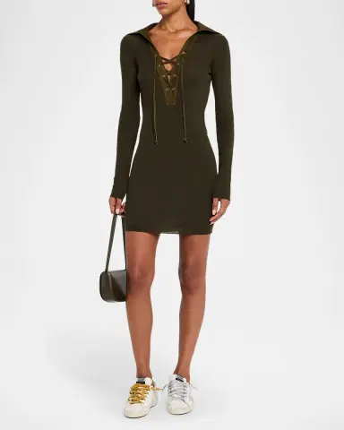 Golden Goose Journey Lace-Up Ribbed Wool Mini Dress | Thumbnail 4 Golden Goose Journey Lace-Up Ribbed Wool Mini Dress | Thumbnail 4