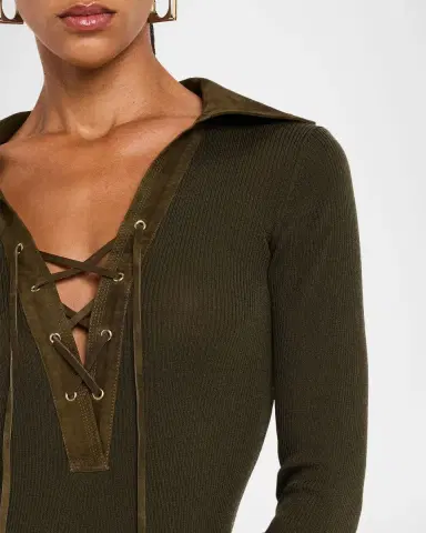 Golden Goose Journey Lace-Up Ribbed Wool Mini Dress | Thumbnail 5 Golden Goose Journey Lace-Up Ribbed Wool Mini Dress | Thumbnail 5