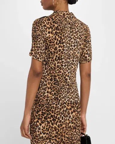 Nanushka Clare Short-Sleeve Ocelot-Print Blouse | Thumbnail 3 Nanushka Clare Short-Sleeve Ocelot-Print Blouse | Thumbnail 3