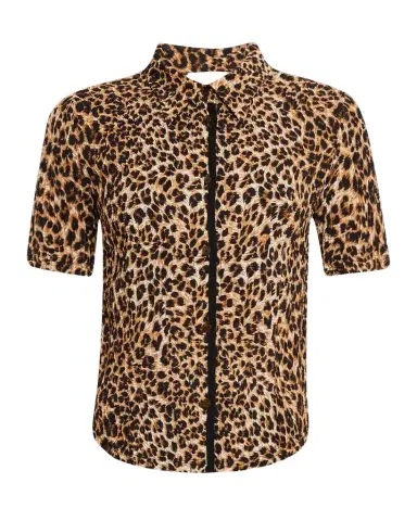 Nanushka Clare Short-Sleeve Ocelot-Print Blouse | Thumbnail 1 Nanushka Clare Short-Sleeve Ocelot-Print Blouse | Thumbnail 1